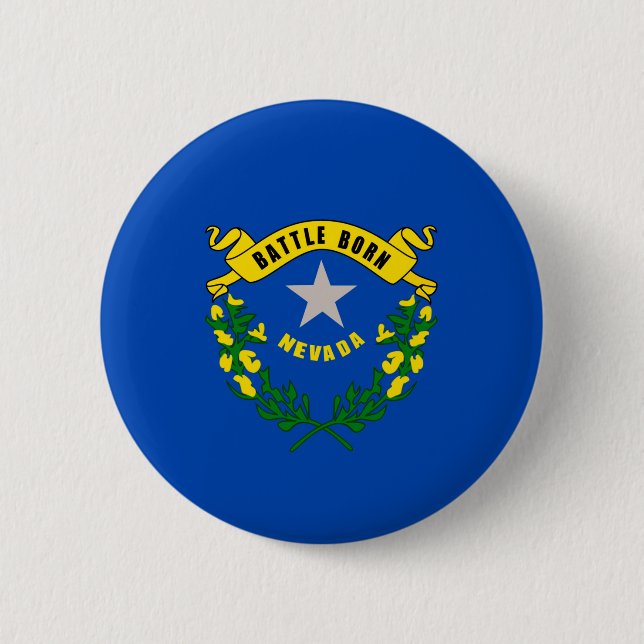 Macaron Rond 5 Cm Design du drapeau d'état du Nevada (Devant)