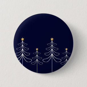 Macaron Rond 5 Cm Design élégant minimaliste sapin de Noël bleu