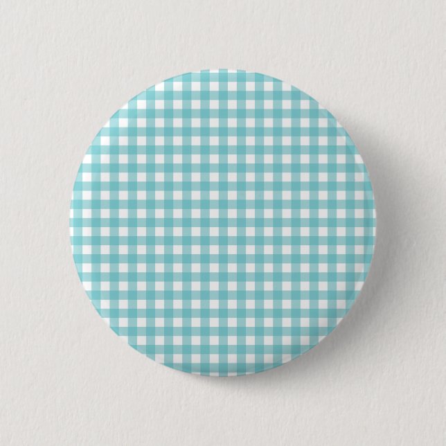 Macaron Rond 5 Cm Design En vichy bleu et blanc (Devant)