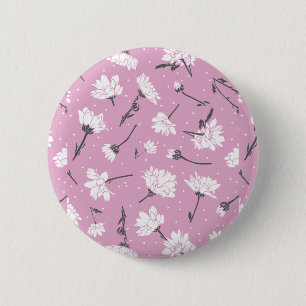 Macaron Rond 5 Cm Design Floral Rose - Art Fleur Élégant