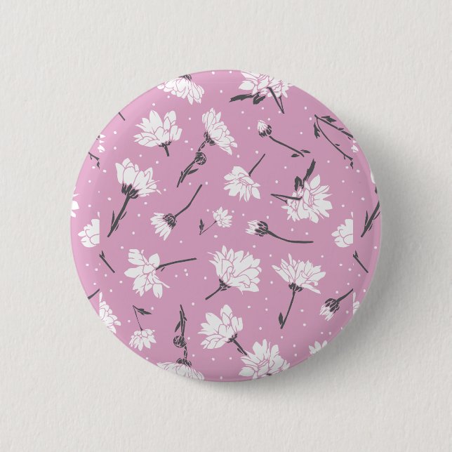 Macaron Rond 5 Cm Design Floral Rose - Art Fleur Élégant (Devant)