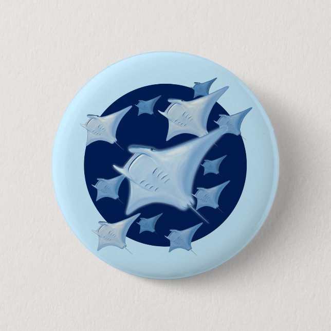 Macaron Rond 5 Cm Design graphique Manta Ray Lover (Devant)