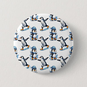Macaron Rond 5 Cm Design Motif de pingouins
