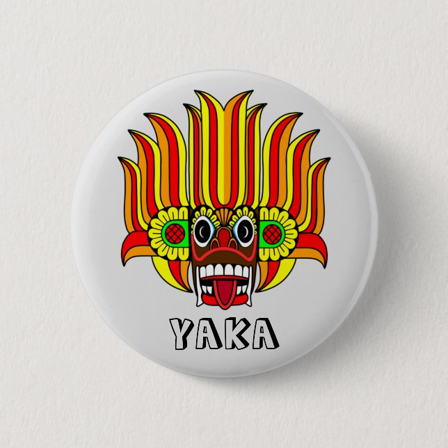 Macaron Rond 5 Cm Design Yaka (diable du Sri Lanka) (Devant)