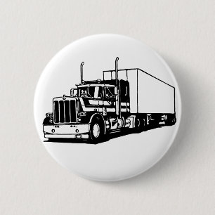 Macaron Rond 5 Cm Dessin à l'encre d'art de camion diesel semi-remor