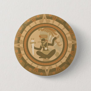 Macaron Rond 5 Cm dessin amérindien indien