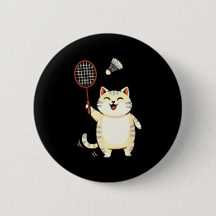 Macaron Rond 5 Cm Dessin animé de chat de badminton, conception de c