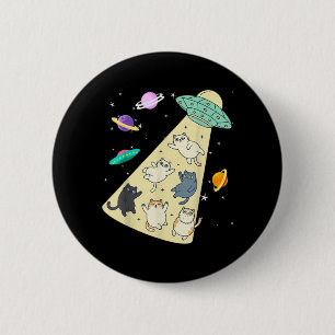 Macaron Rond 5 Cm Dessin animé drôle de chats de l'espace d'enlèveme