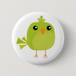 Macaron Rond 5 Cm Dessin Animé Oiseau Vert