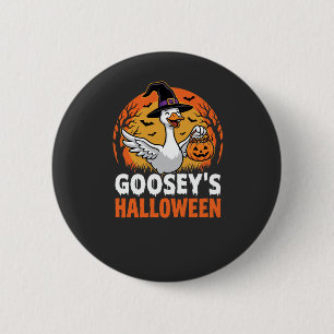 Macaron Rond 5 Cm Dessin animé rétro d'oie sorcière d'Halloween de G