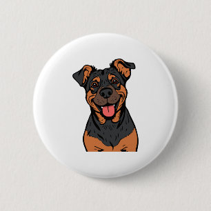 Macaron Rond 5 Cm Dessin animé Rottweiler heureux - Chien mignon et