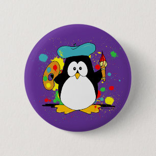 Macaron Rond 5 Cm Dessin artistique de pingouin