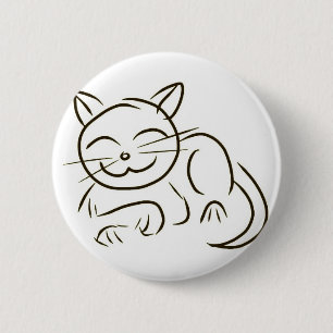 Macaron Rond 5 Cm Dessin au trait Kitty