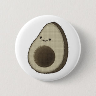 Macaron Rond 5 Cm Dessin Avocado de style vintage
