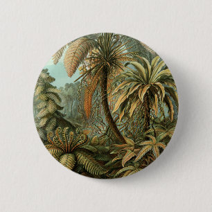 Macaron Rond 5 Cm Dessin botanique vintage Ferns Palm Tree