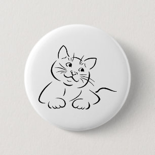 Macaron Rond 5 Cm Dessin de chat animal Feline Kitten Kittie Dessin