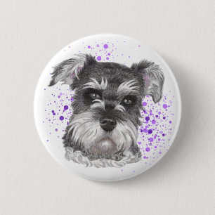 Macaron Rond 5 Cm Dessin de chien de Schnauzer