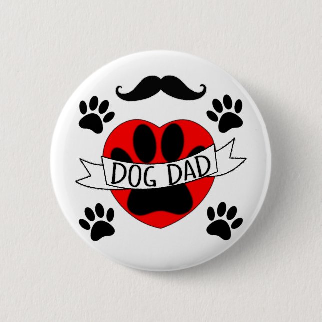 Macaron Rond 5 Cm Dessin De Chien Papa Paw Et Red Heart (Devant)