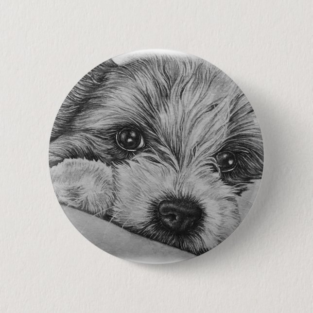 Macaron Rond 5 Cm Dessin de chiot d'art animal mignon (Devant)