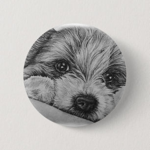 Macaron Rond 5 Cm Dessin de chiot d'art animal mignon