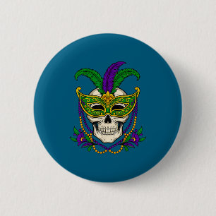 Macaron Rond 5 Cm Dessin de crâne de sucre de costume de Mardi Gras