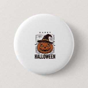 Macaron Rond 5 Cm Dessin de gravure de citrouille joyeux Halloween v