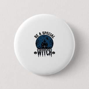 Macaron Rond 5 Cm Dessin de gravure vintage Halloween sorcière spéci