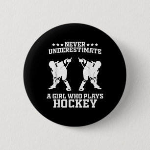 Macaron Rond 5 Cm Dessin de hockey drôle pour filles femmes hockey s