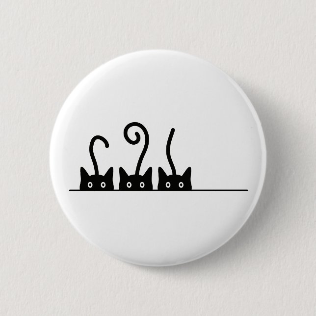 Macaron Rond 5 Cm Dessin de la ligne droite. Trois chatons. Journée  (Devant)