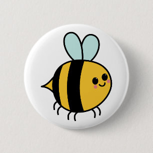 Macaron Rond 5 Cm Dessin de l'abeille heureuse mignonne