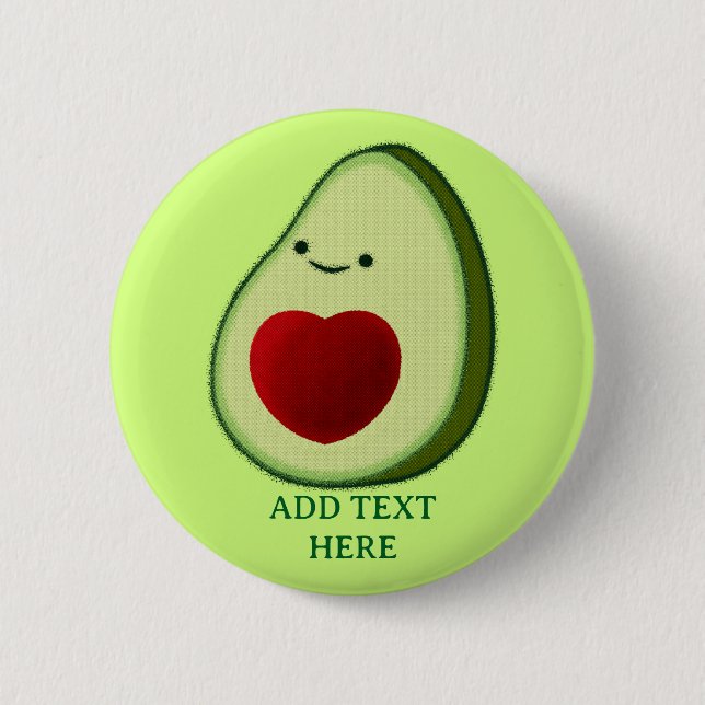Macaron Rond 5 Cm Dessin de l'Avocado Lover Cute (Devant)