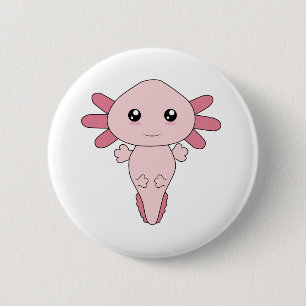 Macaron Rond 5 Cm Dessin De L'Axolotl Rose Cool