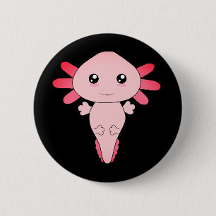 Macaron Rond 5 Cm Dessin De L'Axolotl Rose Cool