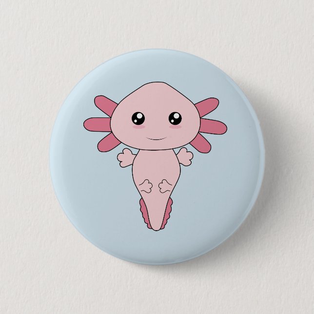 Macaron Rond 5 Cm Dessin De L'Axolotl Rose Cool (Devant)