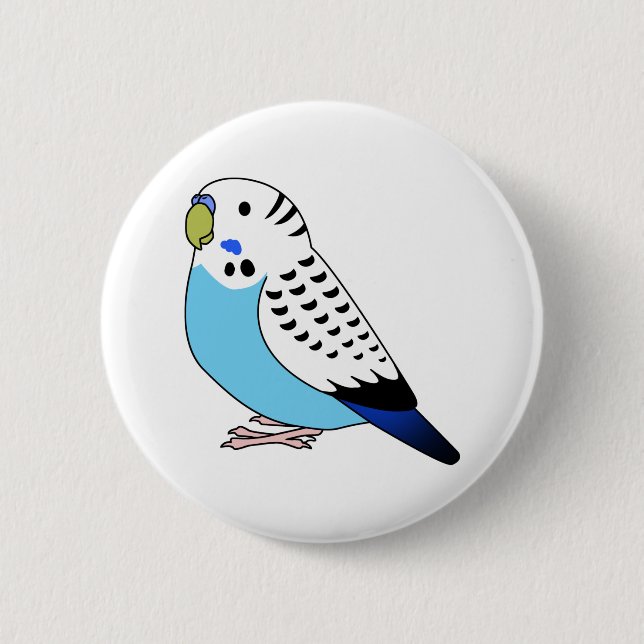 Macaron Rond 5 Cm Dessin de perroquet bleu bouleau (Devant)
