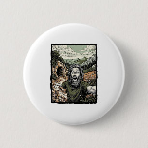 Macaron Rond 5 Cm Dessin de portrait barbu surpris de gravure vintag