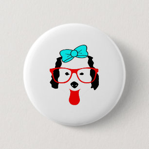 Macaron Rond 5 Cm Dessin de tête de chien drôle mignon