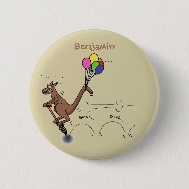 Macaron Rond 5 Cm Dessin d'humour australien kangourou (Devant)