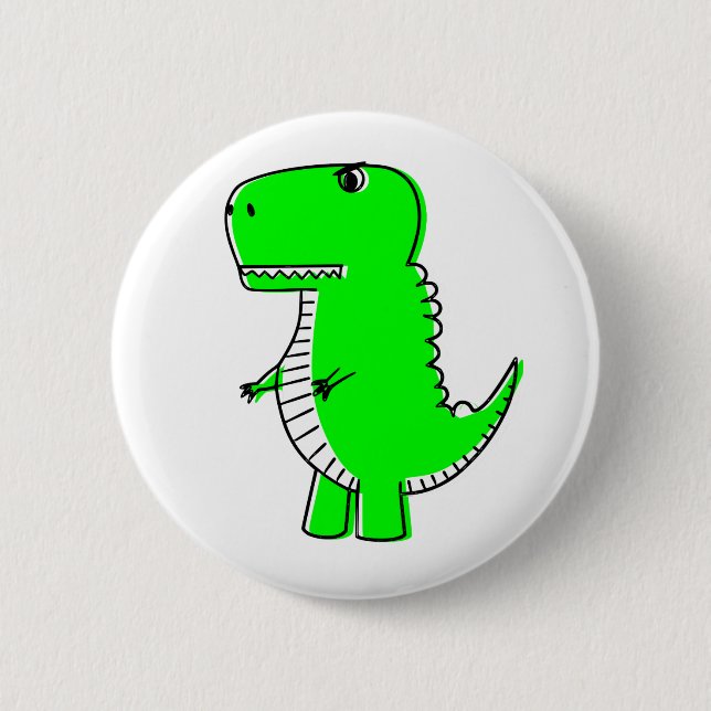 Macaron Rond 5 Cm Dessin Dinosaure Vert (Devant)