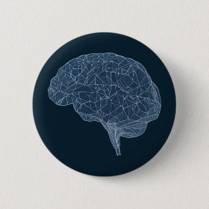 Macaron Rond 5 Cm Dessin du cerveau polygonal - Réseau neuronal