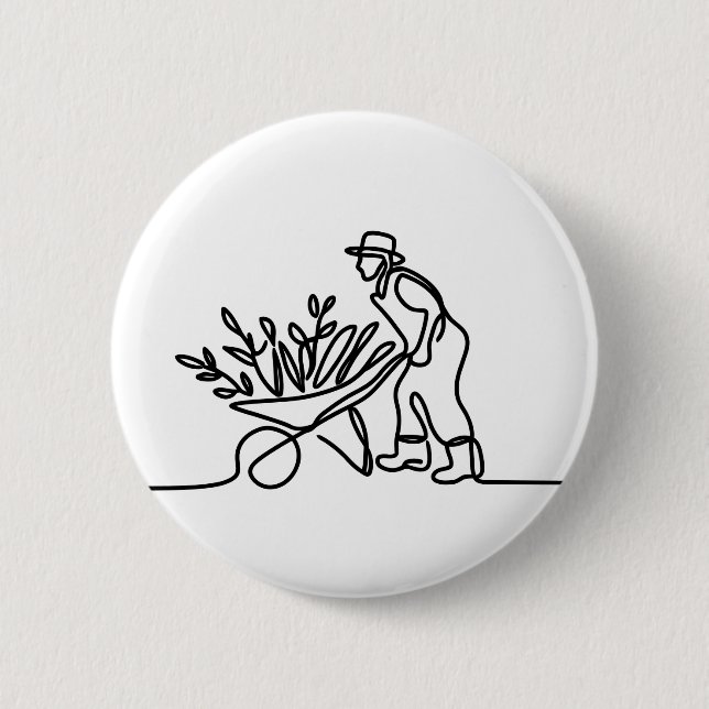 Macaron Rond 5 Cm dessin d'un agriculteur ou d'un jardinier (Devant)