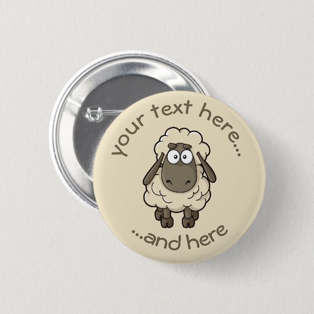 Macaron Rond 5 Cm Dessin en mouton beige (Devant & derrière)