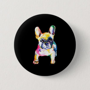 Macaron Rond 5 Cm Dessin Français Bulldog original aquarelle