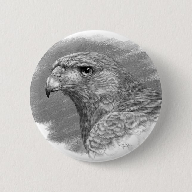 Macaron Rond 5 Cm Dessin Harris Hawk (Devant)