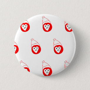 Macaron Rond 5 Cm dessin humoristique en rouge blanc avec café desig