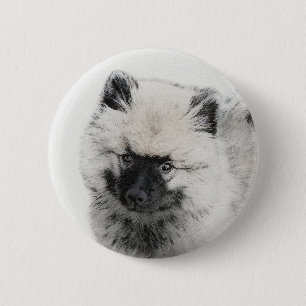 Macaron Rond 5 Cm Dessin Keeshond Chiot - Joli dessin original Chien