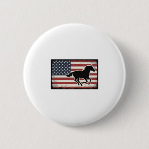 Macaron Rond 5 Cm Dessin vectoriel de cheval vintage avec drapeau am