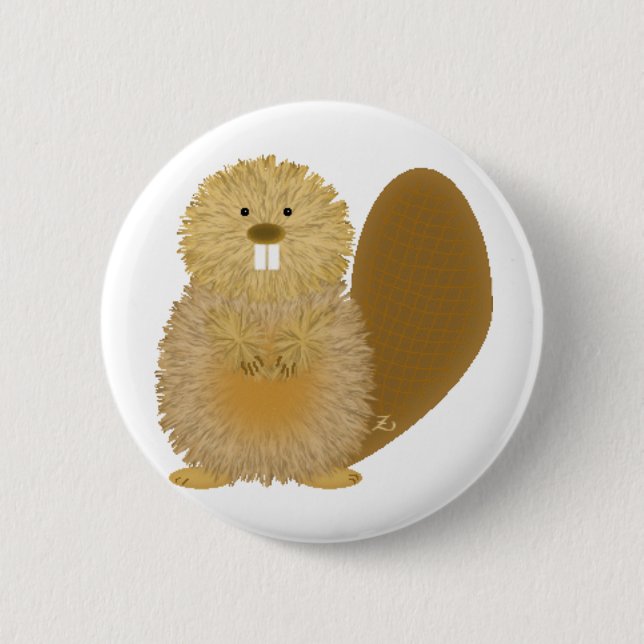 Macaron Rond 5 Cm Dessins animaux adorables : Castor (Devant)