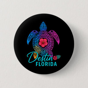 Macaron Rond 5 Cm Destin Floride Tortue Colorée Voyage Été