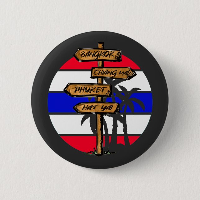 Macaron Rond 5 Cm Destinations Thaïlande - Bangkok Chiang Mai Phuket (Devant)